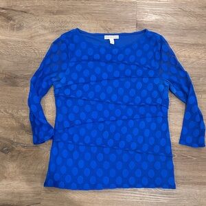 Dana Buchman Royal Blue Polka Dot Blouse